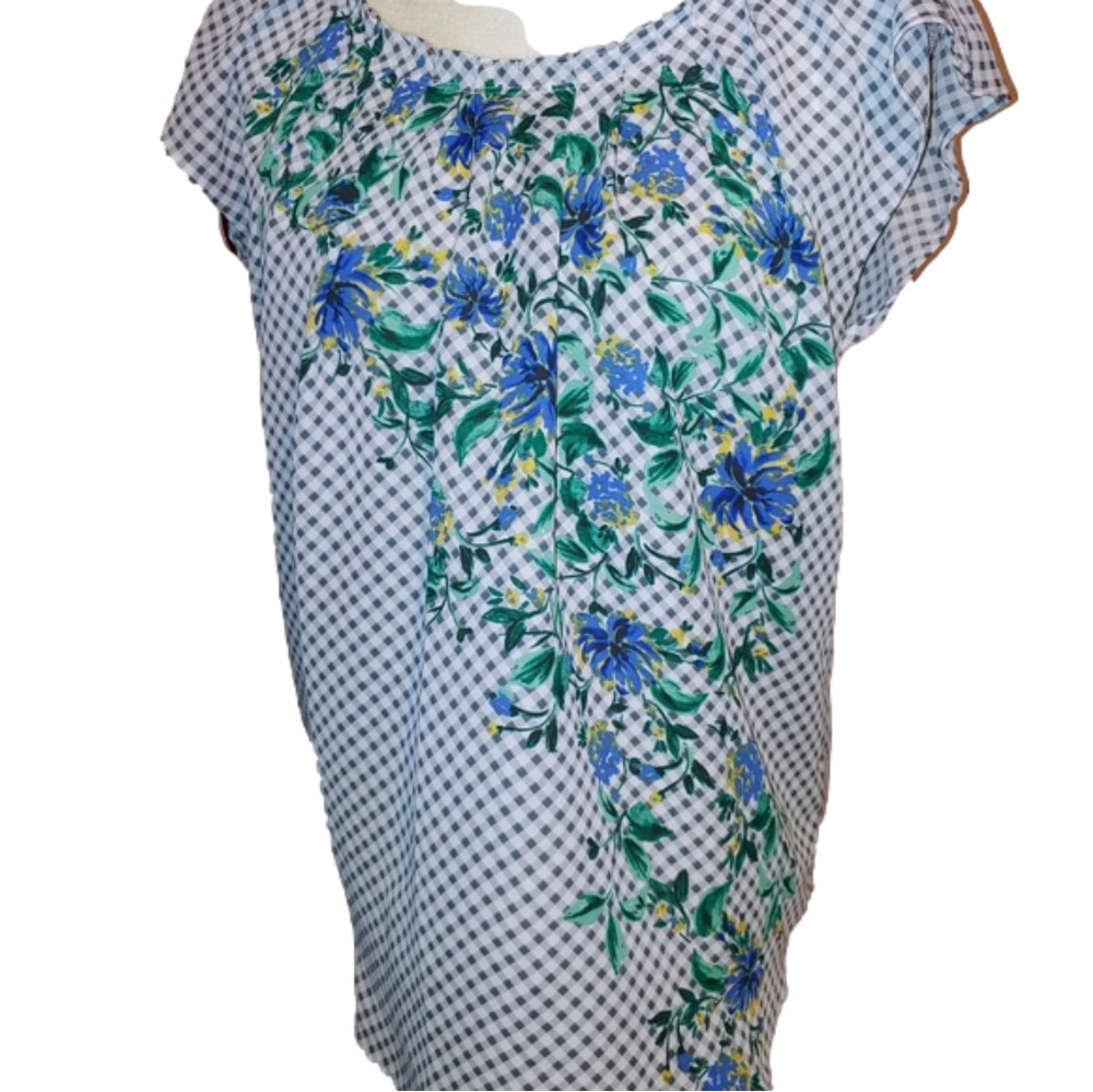Lauren Conrad Floral Check Blouse M